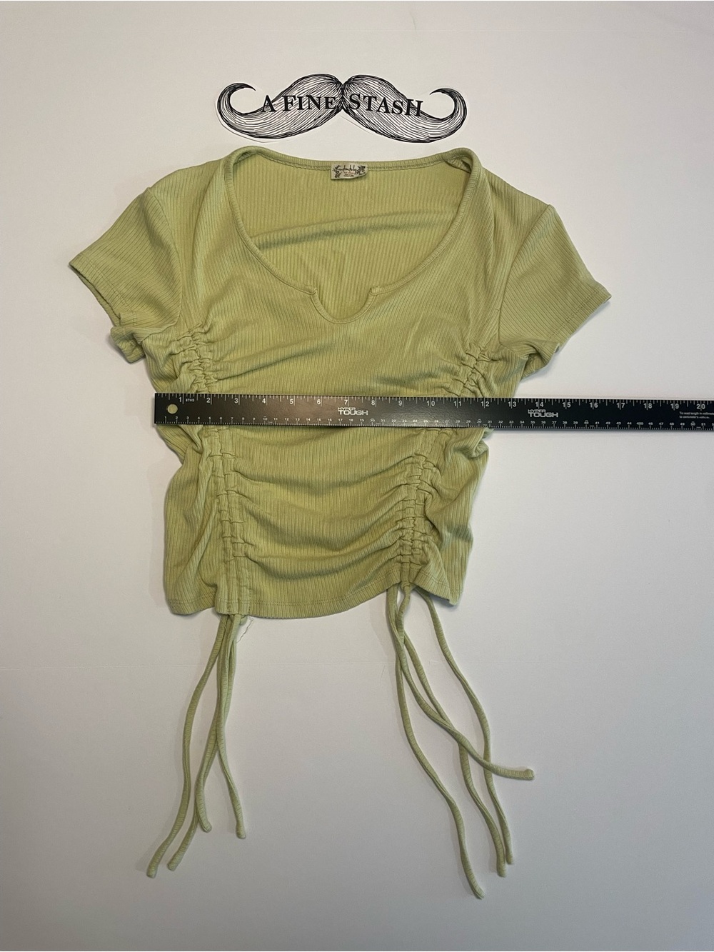 Intimately Free People Top Notch Tee Ribbed Ruched Drawstring Top Green Medium